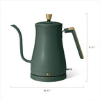 Beautiful 1L Electric Gooseneck Kettle, Precision Pour Spout, 1200W Fast Boil, Auto Shut-Off, Cordless, Stainless Steel, Tea & Coffee Maker with Ergonomic Handle, Thyme Green