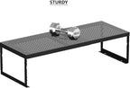 Stackable Expandable Metal Shelf Organizer - Adjustable Wire Storage Rack with Holes for Kitchen, Bathroom, Cabinet, Office - Space Saving, Durable & Sturdy Design（1PACK/Medium/Black