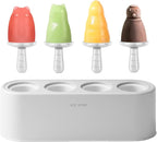 Popsicle Mold Set 4 Pieces Homemade Silicone Popsicle Maker Easy Release Ice Cream Molds Reusable DIY Pop Molds (White, WinterWonder Pops)