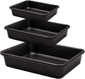 Rectangle Cake Pan, Deep Baking Pans Set Nonstick, 9/11/13 Inch, Heavy Duty Thickness Bakeware Roasting Tray for Toaster Oven, Thanksgiving Christmas Roast Turkey Pan, 3-Pack, Black