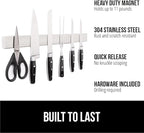 GORILLA GRIP Stainless Steel Magnetic Knife Holder for Wall, 18 Inch, Multi-Purpose Magnet Bar for Knives, Tools, Art Supplies, Heavy Duty Strip Holds Up to 6 lbs, Kitchen Organizer, Drilling Required