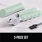 GORILLA GRIP Garlic Press and Peel Set, Heavy Duty Mincer Tool, Large Ergonomic Handle, Easily Mince and Crush Garlics, Ginger, Nuts, Seeds, Peeler Included, Peeling Cloves, Kitchen Gadgets, Mint