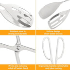 2 Pack Serving Tongs, Buffet Tongs for Kitchen Cooking, 10 Inch Stainless Steel Food Serving Tongs Bread Tongs with Scissor Handles for Salad, Cooking, Catering, Buffet(Silver)
