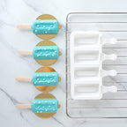 Pastry Tek 4 Cavities Popsicle Mold, 1 Cylinder Cakesicle Mold - Flexible, Freezable, White Silicone Cake Popsicle Mold, Easy Release, For Baking - Restaurantware