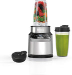 Ninja BN401 Nutri-Blender Pro with Auto-iQ, 1100W Motor (2) 24oz Cups (Renewed) Bundle with Deco Essentials Collapsable Water Bottle and 2 YR CPS Enhanced Protection Pack