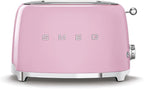 SMEG 2 Slice Toaster with 6 Presets and Defrost Function and Removable Crumb Tray TSF01PKUS, Pink