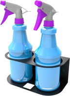 JINGCHENGMEI 2 Spray Bottles Holder, Steel Wall Mount Storage Organizer for All-Purpose at Garage and Home (SBH-2B1Pc)