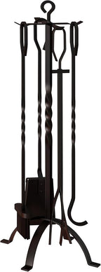Fire Beauty 5 Pieces Fireplace Tools Sets Fireplace Accessories Tools Holder with Handles Tools for Indoor Fireplace Decor Outdoor Fire Pit Modern Tool(Black)