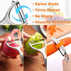 Vegetable Peeler, Potato Peelers for Kitchen Stainless Steel Multi-function Set Fruit Peeler For Kitchen and Household Tools Y & I Shape Swivel Blades with 2 Orange Citrus Peelers