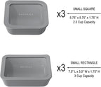 Ceramic Coated Glass Food Storage Container | No PTFE, PFOA, PFAS, and BPA | Reusable Non Toxic Meal Prep Container with Glass Lid | Easy To Store | 6 Piece Food Prep [Smoke]