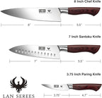 HOSHANHO 3-Piece Kitchen Knife Set, Ultra Sharp Chef/Santoku/Paring Knives,Professional High Carbon Steel Knives with Ergonomic Handle, Ideal Cooking Gift Set