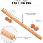 Milk Street Adjustable Rolling Pin – Precision Beechwood Dough Roller with Removable Height Guides & Laser -Etched Ruler – 23" Length for Cookies, Pie Crusts & Pasta