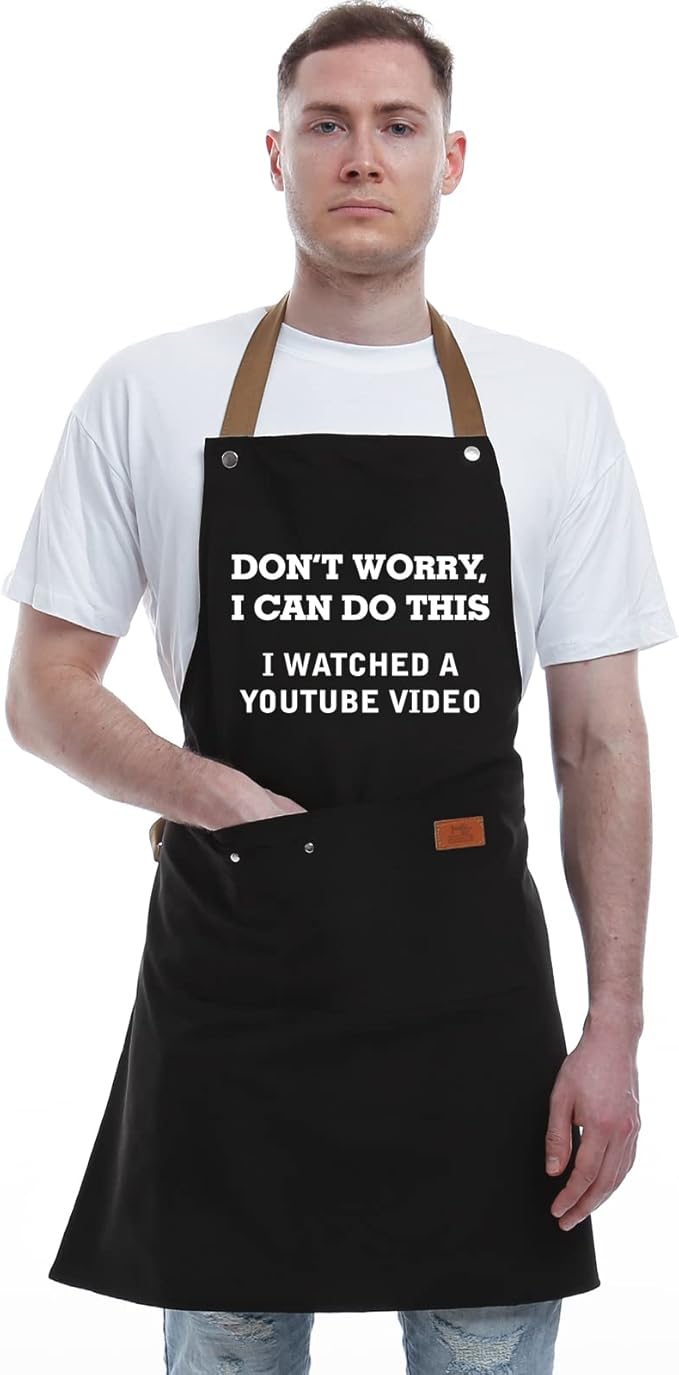 REHAVE Funny Gift for Men, Women, Dad, Anniversary, Christmas Gifts for Husband, Boyfriend, Brother, Uncle, Unique Birthday Grilling Gift, Father's Day Gifts from Daughter Son – BBQ Cooking Chef Apron