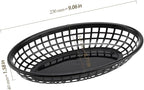 40 Pack 8.9x5.7x1.6 Inch Black Plastic Fast Food Baskets, Restaurant Serving Baskets, Oval Fast Food Serving Tray for Picnic, Deli Serving, Chicken, Burgers and Fries