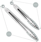 2 Pack Warm Grey Kitchen Tongs, Premium Silicone BPA Free Non-Stick Stainless Steel BBQ Cooking Grilling Locking Food Tongs, 9-Inch & 12-Inch