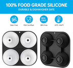 HONYAO Silicone Whiskey Ice Ball Mold - 2.4 Inch Large Ice Cube Trays Molds Silicone with Lids - Ice Sphere Maker for Cocktails, Bourbon, Rum - 4 Iceballs