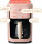 Beautiful 14 Cup Programmable Coffee Maker, Touch Display, 1200W, Brew Strength Control, Keep Warm, Pause & Serve, Glass Carafe, Reusable Filter, Auto Shut-Off (Rose)