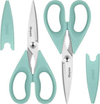 Kitchen Shears, iBayam Kitchen Scissors Heavy Duty Meat Scissors Poultry Shears, Dishwasher Safe Food Cooking Scissor All Purpose Stainless Steel Utility Scissor, 2-Pack (Aqua Sky)