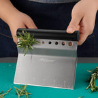 ALLTOP Bench Scraper & Chopper with Herb Stripper,Stainless Steel Multipurpose Kitchen Baking Tool for Bread Dough Pastry Cake -Leaf Remover with Plastic Handle &Upgraded Protective Cover