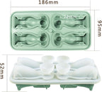 2-Pack Silicone Dog Ice Cube Trays with Free Stainless Steel Tongs – 4 Identical Dog Molds Per Tray (dog)