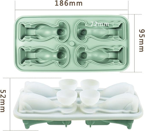2-Pack Silicone Dog Ice Cube Trays with Free Stainless Steel Tongs – 4 Identical Dog Molds Per Tray (dog)