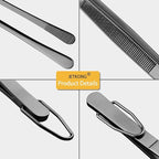 JETKONG 3 Pcs 14-Inch Long Stainless Steel Thin Tongs Heavy Duty Kitchen Cooking Tweezers Tongs (14 14 14 Inch, Black)