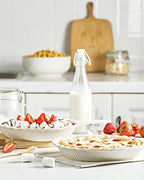 getstar Ceramic Pie Pan Set of 2, 9 inch Pie Dish for Baking, Non-Stick, Oven & Dishwasher Safe, Farmhouse Decor Quiche Baking Dish, Pie Plate, Deep Dish Pie Pan (Embossed Stripes+Dots)