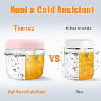 Tronco 16 oz Glass Food Storage Containers with Lids, Airtight, Leak & Spill Proof Glass Lunch Bowls for Meal Prep, Salad, Yogurt, Soup & Stew, Microwave & Dishwasher Safe, BPA-Free, Set of 4