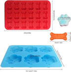 4 Pcs Silicone Candy Chocolate Molds, FineGood Puppy Dog Paw & Bone Shaped Ice Cube Trays Cookies Baking Pans for Making Frozen Dog Treats Soap Bars - Red, Blue, Purple, Pink
