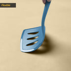 Silicone Pancake Spatula Turner with Lengthened Handle& Seamless Design, Heat Resistant Slotted Flipper for Nonstick Cookware, Large Flexible Kitchen Utensils for Egg, Pancake, Burger, Starry Blue