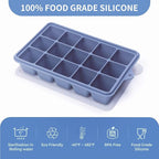 2 Tbsp Silicone Freezer Molds - Perfect for Storing Garlic, Herbs, Ginger, Pesto, Tomato Paste, Lemon Juice, Purees and More - Silicone Food Freezer Tray (Blue 4 Pack)