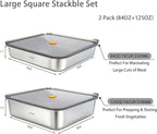 YUPER Stainless Steel Food Containers, Meal Prep Containers, Bacon Cheese Container for Refrigerator, Stainless Steel Containers with Lids Fruit Lunch Storage, 2 Pack (84+125OZ)