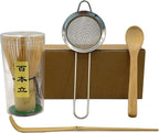Matcha Whisk Set 4 Pieces Set for Matcha Beginners, Including a Traditional Bamboo Whisk, Spoon, Tea Sieve and Bamboo Spoon