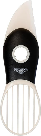 Avocado Fruit Slicer Pitter 3 in 1 Banana Dragon Fruit Peach Pear Passionfruit White & Black Kitchen Gadget Tool Comfortable to Grip Core Remover Food Safe Fruit & Vegetable PHOENA