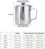 Stainless Steel Coffee Cup Mug Milk Frothing Pitcher Jug with Lid for Latte Coffee Art for Office Kitchen(2000mL)