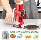 Cheese Grater with Handle, Multifunctional Manual Rotary Cheese Grater - Cheese Shredder Easily Chop Carrots, Potatoes, Vegetables and Fruits and Easy to Clean(red)