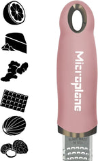 Microplane Zester Grater in Dusty Rose for Citrus Fruits, Hard Cheese, Ginger, Chocolate and Nutmeg with Fine Stainless Steel Blade - Made in USA