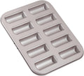 CHEFMADE Financier Cake Pan, 10-Cavity Non-Stick Rectangle Muffin Pan Biscuits Cookies Bakeware for Oven Baking (Champagne Gold)