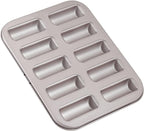 CHEFMADE Financier Cake Pan, 10-Cavity Non-Stick Rectangle Muffin Pan Biscuits Cookies Bakeware for Oven Baking (Champagne Gold)