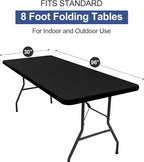 homing Rectangle Table Cloth Cover, Waterproof Polyester Elastic Fitted Tablecloth, Fits for 8 Foot Folding Tables, Washable Table Protector for Picnic, Camping, Outdoor (Black, 30" x 96")