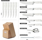 Harriet 14-Piece Knife Block Set, High-Carbon Stainless Steel Chef Knives with Triple Rivet Handles, Sharpening Steel & Multifunctional Shears | Santoku, Bread, Steak Knives & Wood Block