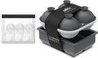 Samuelworld Silicone Premium Ice Trays, 2 Inches Extra Large Cubes & 2.5 Inches Sphere Ice Molds - BPA Free, Craft Ice Maker for Gifting, Easy Release - Grey(With Ice Bag)