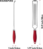 Rainspire Zester Grater with Handle, Lemon Zester Cheese Grater for Kitchen Stainless Steel, Parmesan Cheese Garlic Nutmeg Chocolate Fruits Vegetables Ginger Grater, Fine, Red