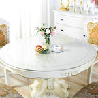 Wadrac Custom Thick Clear PVC Table Top Protector Mat Plastic Table Pad Cover Circle Folding Easy Clean Wooden Furntiure Coffee Dining Room Protective Table Pad Mat Dia. 46 inch Round