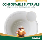 JOLLY CHEF Compostable Disposable Paper Bowl [16 oz] Heavy Duty Soup Containers [500 Pack] Biodegradable Bagasse Hot Cold Food Eco-Friendly Sugarcane Microwavable Bowls for Salad Milk Thanksgiving Day