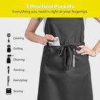 ROTANET Extra Large Apron for Men Adjustable Bib Aprons with 2 Pockets Cooking Kitchen Women Chef Water & Oil Resistant