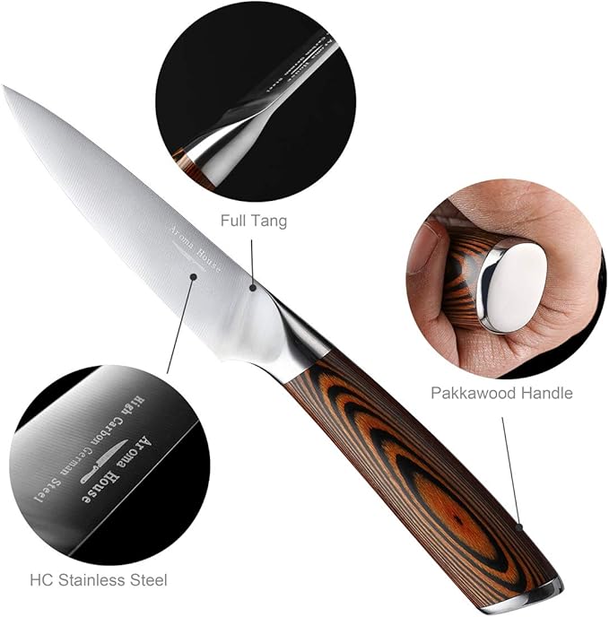 Paring Knife 4 inch - Paring Knives Best Small Kitchen Knife Fruit Knife,German High Carbon Stainless Steel Ultra Sharp Peeling with Ergonomic Handle