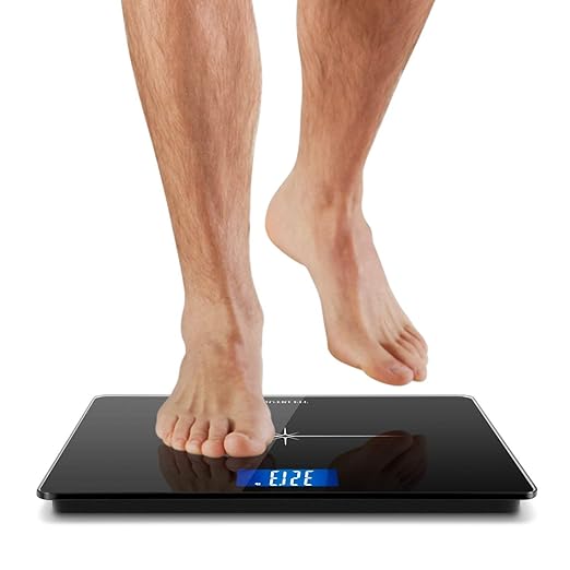 NUTRI FIT Extra-Wide/Ultra-Thick Digital Body Weight Bathroom Scale with 3 Inch Large Easy Read Backlit LCD Display Max Capacity 400lb Step-on Technology, Black