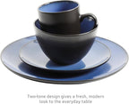 Gibson Elite Soho Lounge Round Reactive Glaze Stoneware Dinnerware Set, Service for 4 (16pc), Blue, Soho Round.