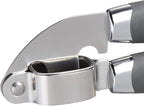 Tovolo Garlic Press Stainless Steel Mincer and Crusher Squeeze Silicone Comfort Grip, Dishwasher Safe, Removable Chamber for Easy Clean, One Charcoal